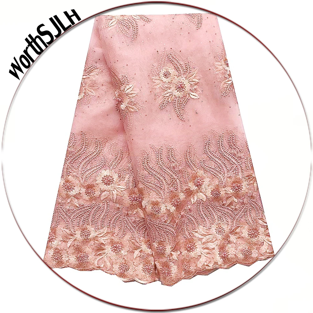 Персиковые последние африканские шнурки 2019 высококачественные французские