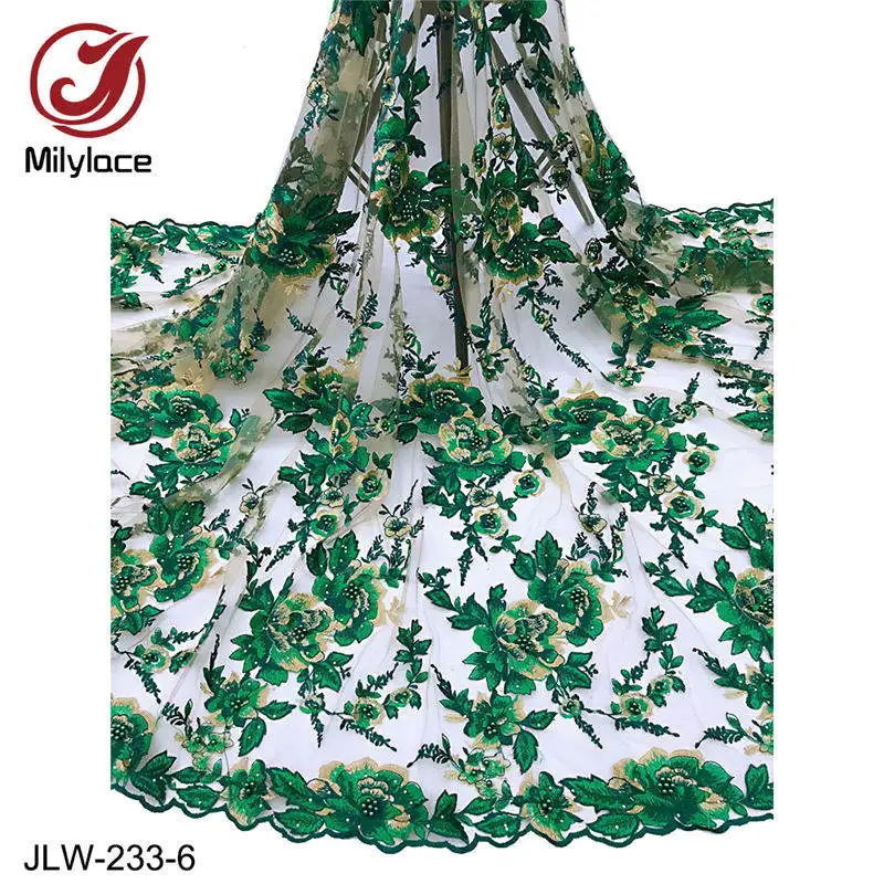 JLW-233-6 Новинка, высокое качество, тюль, вышитый бисером, французская нигерийская кружевная ткань, вышитая жемчугом, африканская 3D кружевная ткань, JLW-233 - Цвет: JLW-233-6