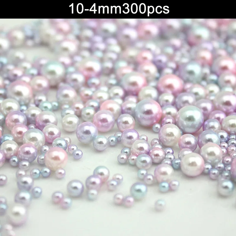 10-4mm 300pcs Разноцветные Круглые бусины с имитацией жемчуга без отверстий, бусины для рукоделия, изготовление для женщин, магазин - Цвет: 10-4mm 300pcs