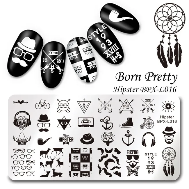 BORN PRETTY Flower ногтей штамповки пластины прямоугольник цветочный панда геометрический узор маникюр художественный штамп с изображением для ногтей шаблон - Цвет: BPX L016