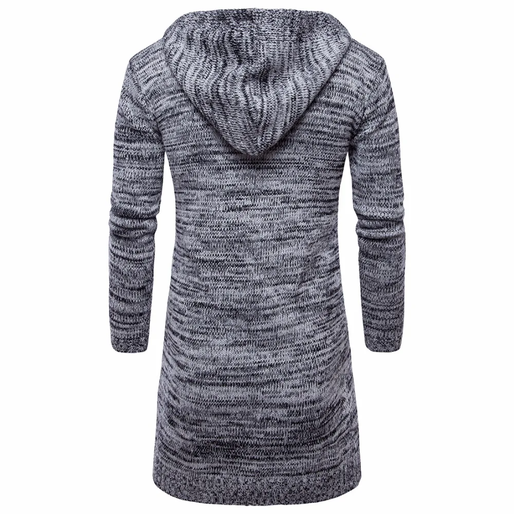 Мужской удлиненный кардиган с капюшоном весенняя одежда длинными рукавами и