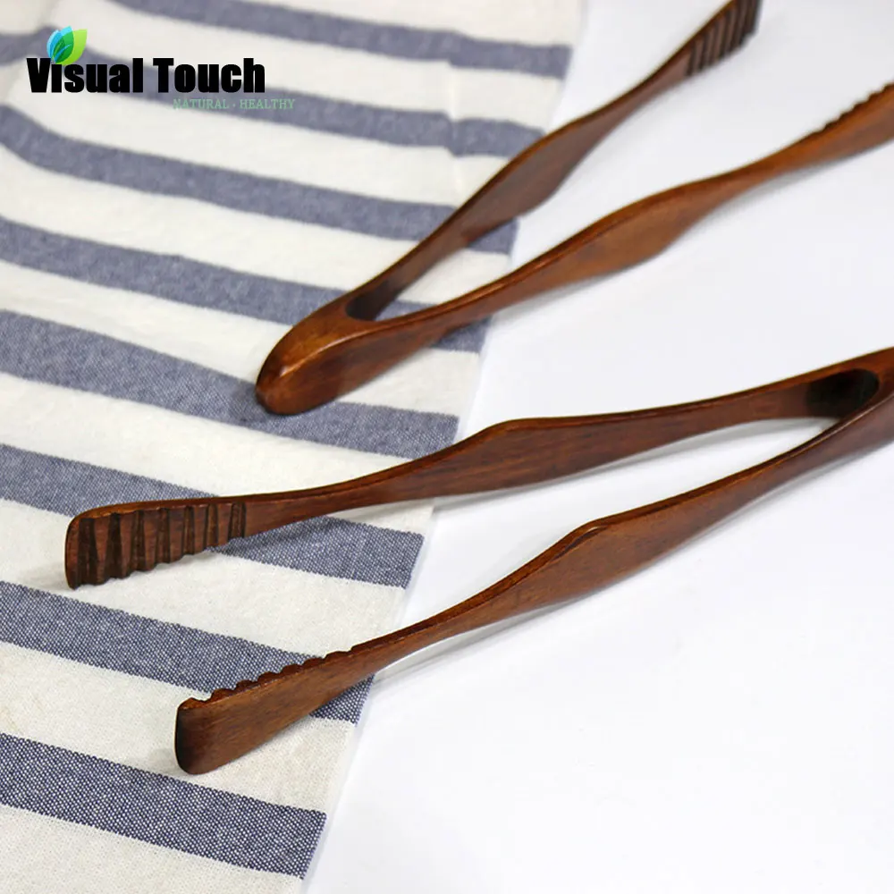 Кухонная утварь из натурального дерева Нескользящие щипцы для барбекю