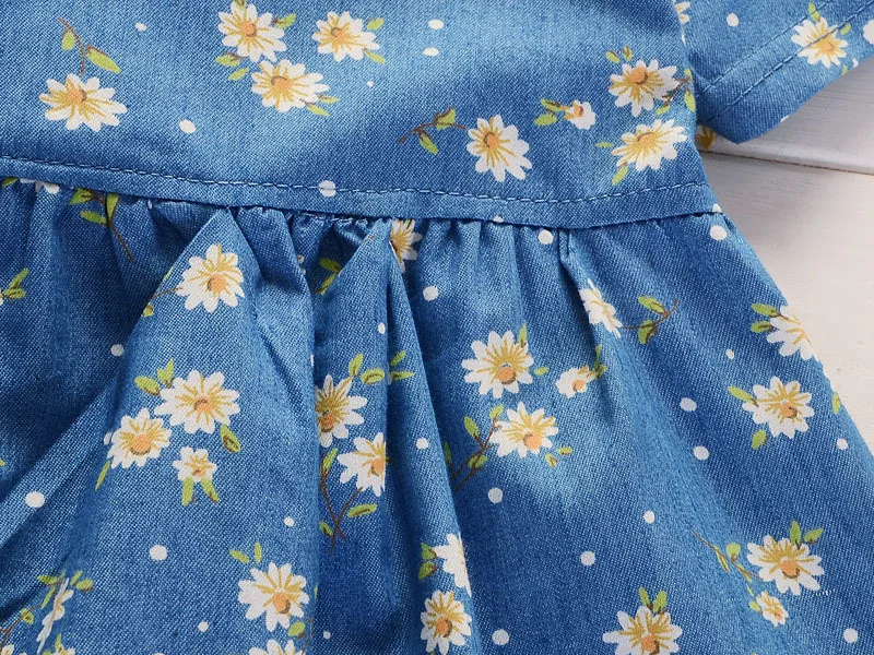 Хлопковое платье BibiCola для новорожденных летнее с ромашками маленьких девочек