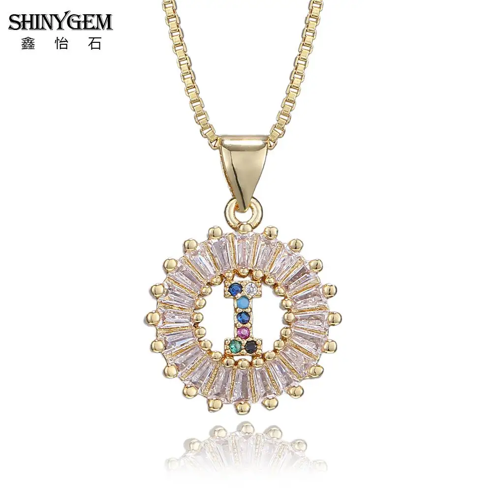 ShinyGem 26 ожерелье с буквами алфавита большой круглый кристаллический кулон Радуга