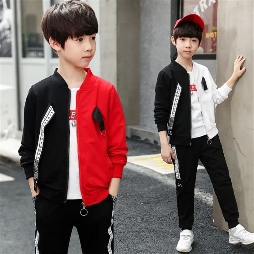 Children Clothing Sets Autumn Sport Suit Kids Boys Clothes long Sleeve Set Costume For Jacket+Tshirt+Jeans 3Pcs |