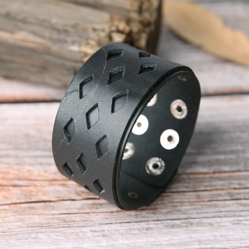XINYAO 2019 Handmade Black Bronze PU Leather Bracelet for Women Men Cuff Bracelets &amp Bangles Jewelry Wristband Pulseira | Украшения и