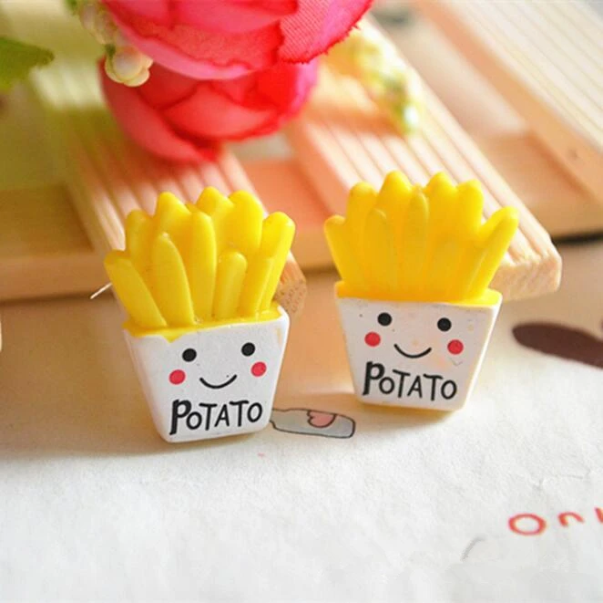 Бесплатная доставка! Симпатичный картофель фри из смолы кабошон с плоской задней