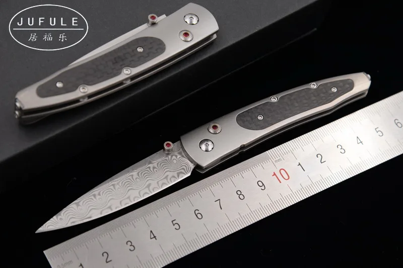 JUFULE сделано Вильям гентак B30 дамасское лезвие Титан углеродное волокно Кемпинг Карманный Открытый EDC инструмент складной кухонный нож