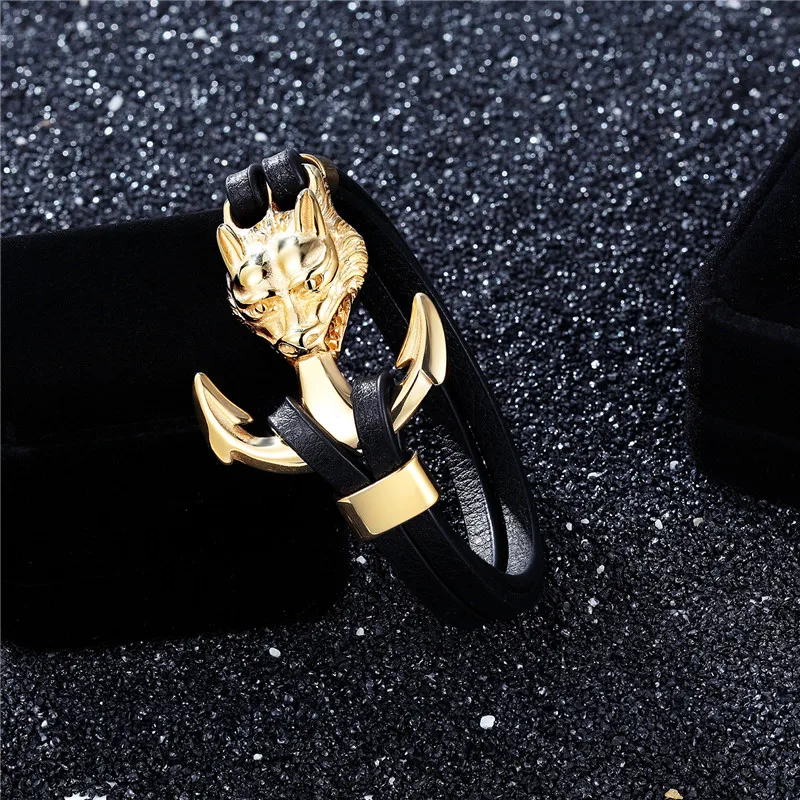 MKENDN Новая мода Ride To Live золотая анкерная застежка черный плетеный браслет из