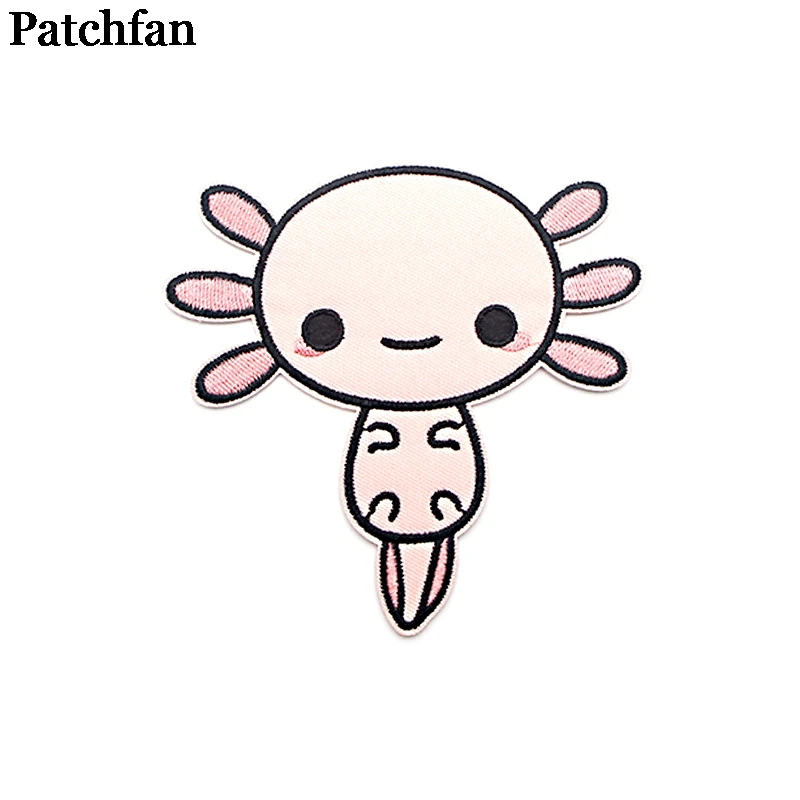 Patchfan Happy Axolotl аппликация нашивки наклейки для шитья рубашка сумка Одежда para куртка одежда значки железные на футболке A2093