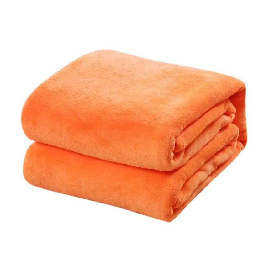 Orange 50x70 см переносное однотонное Надувное одеяло для дивана, фланелевое одеяло, зимняя теплая супер мягкая простыня для детей, домашний текстиль - Цвет: Orange