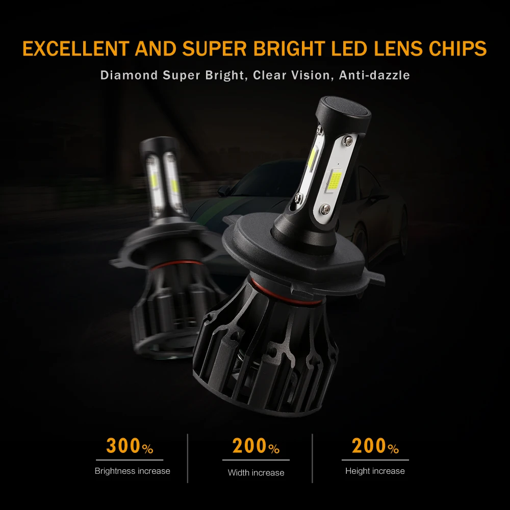 Oslamp H4 Hi lo автомобильная светодиодная лампа для фары COB Chips 72 Вт 8000lm 6500 к