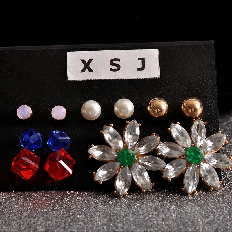 Hot new fashion women's jewelry wholesale girls birthday party gift ear nail white red blue earrings agent shipping | Украшения и