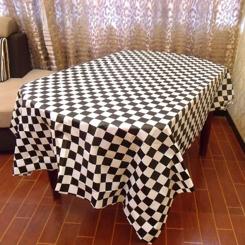 1 шт. одноразовая скатерть из черно белого пластика для пикника|Скатерти| |