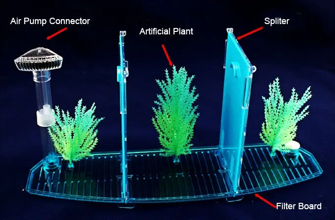 Аквариум акриловый три сплайса Betta Fish Tank тройной лук светодиодный светящийся изолирующий лючок резервуар для выращивания черепаха дом террариум