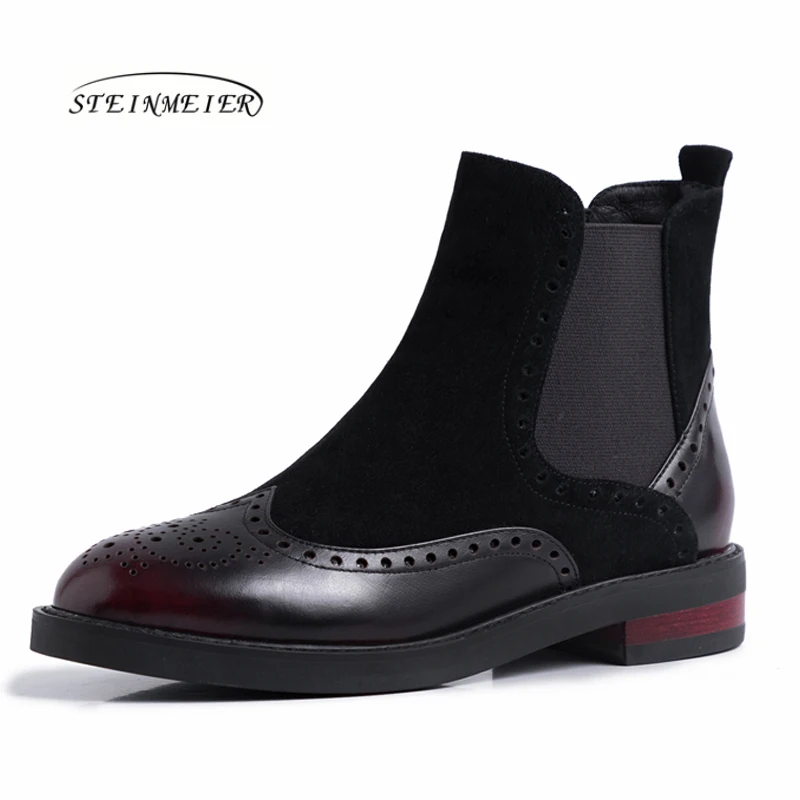 Женские зимние ботинки cheleas из натуральной кожи ботильоны без каблука женские