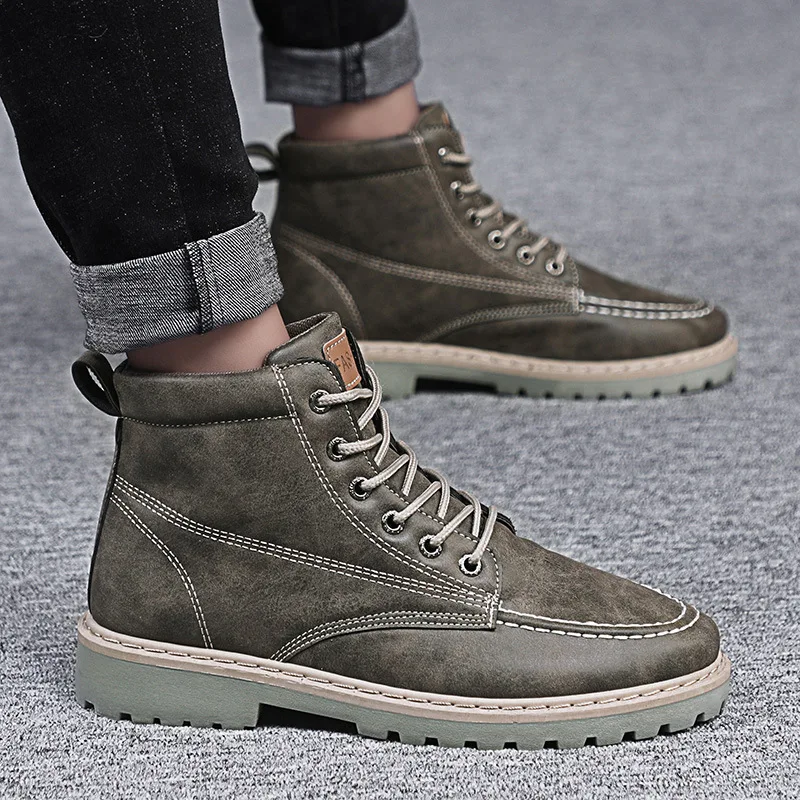 Fall and Winter 2019 New Men's Leather Boots Outdoor Retro Martin Workwear Snow | Обувь