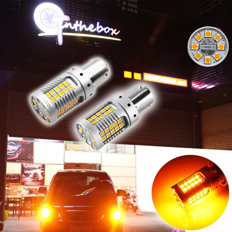 2 шт. без гипер вспышки CAN bus янтарный BaU15s 7507 PY21W 48 SMD 3030 светодиодный для