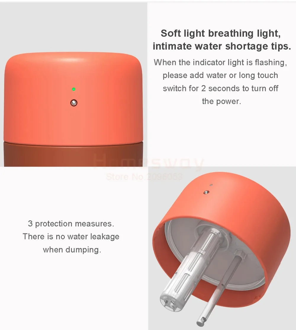 Xiaomi VH настольный USB увлажнитель 420 мл тихий очиститель воздуха умная защита от сухого огня сенсорный контроль портативный для офиса дома автомобиля