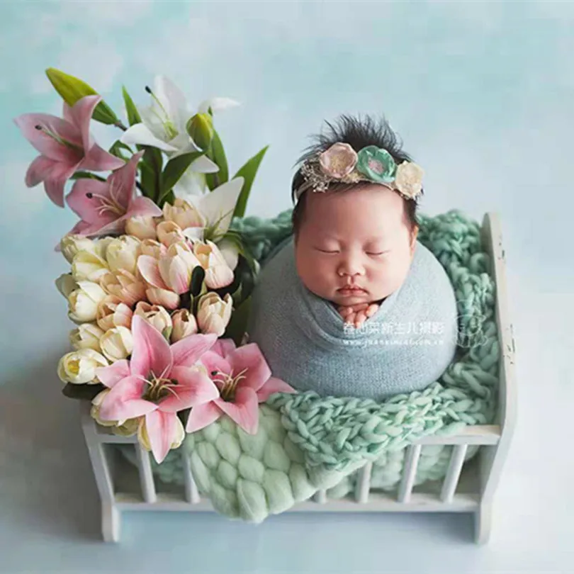 Трикотажное детское одеяло для фотосъемки новорожденных тканевый Пеленальный