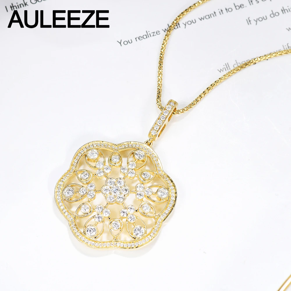 AULEEZE Роскошные Подвески с бриллиантами Moissanite Настоящее 14K желтое золото