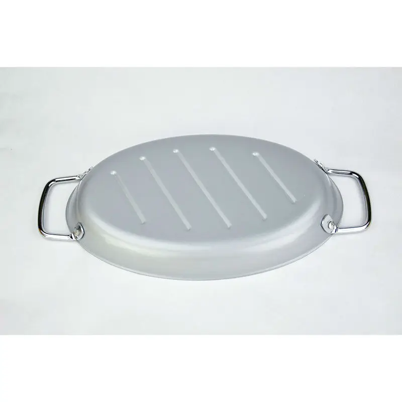 Оптовая продажа овальная посуда для выпечки серебряная антипригарная сковорода