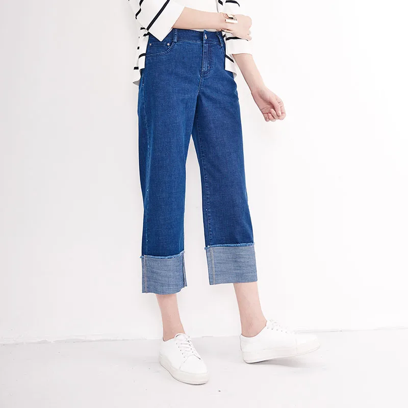 YERAD Wide Leg Jeans for Women Patchwork Straight Palazzo Summer Ankle Length Denim Pants |