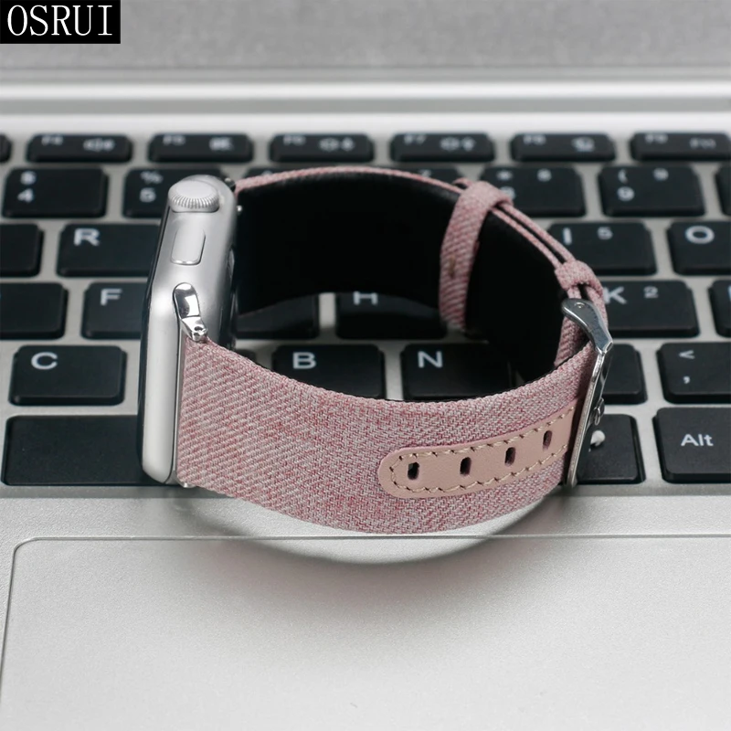 Кожаный ремешок для Apple watch band 44 мм 42 мм 40 мм 38 мм correa aplle Iwatch band 3 2 холст браслет на запястье ремень аксессуары для часов
