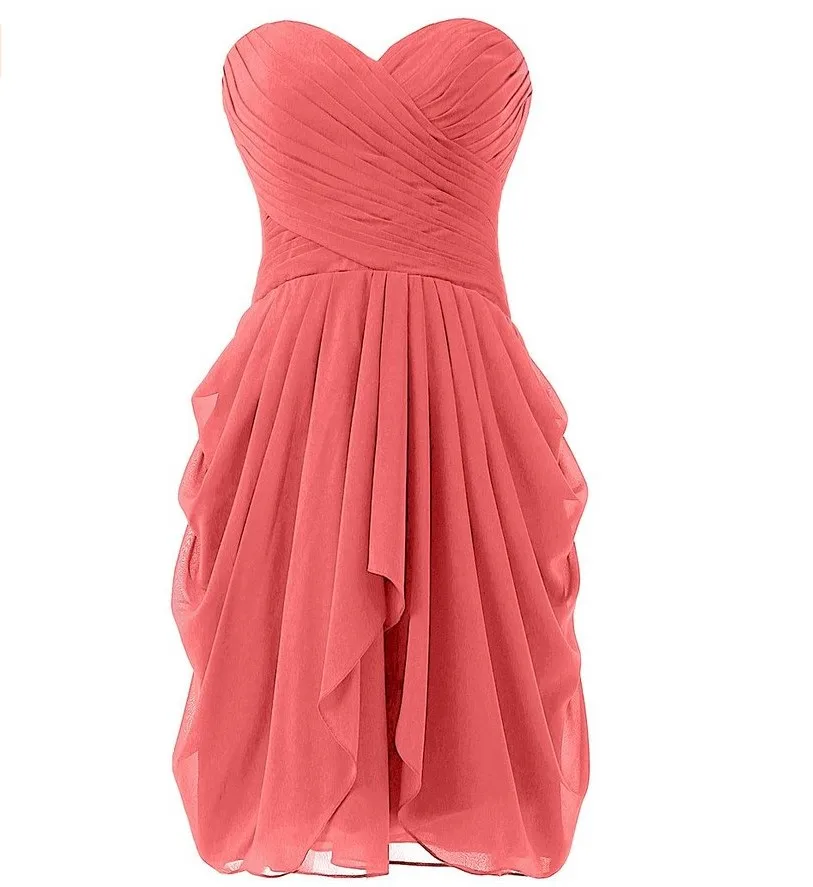 Satsweety Custom Color Real Photo Chiffon Bridesmaid Dresse 2021 New Knee Length Sleeveless Short Prom Party Gown Plus Size | Свадьбы и