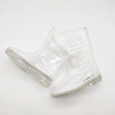 trans. white bar Детские резиновые сапоги; прозрачные непромокаемые сапоги для мальчиков и девочек; Водонепроницаемая детская нескользящая резиновая водонепроницаемая обувь; детские резиновые сапоги; всесезонные - Цвет: trans. white bar
