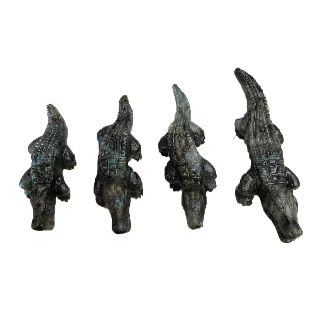 

Natural Crystal Figurine Crocodile Handmade Natural Stone Labradorite Healing Reiki Crocodile Figurine for Home Decora