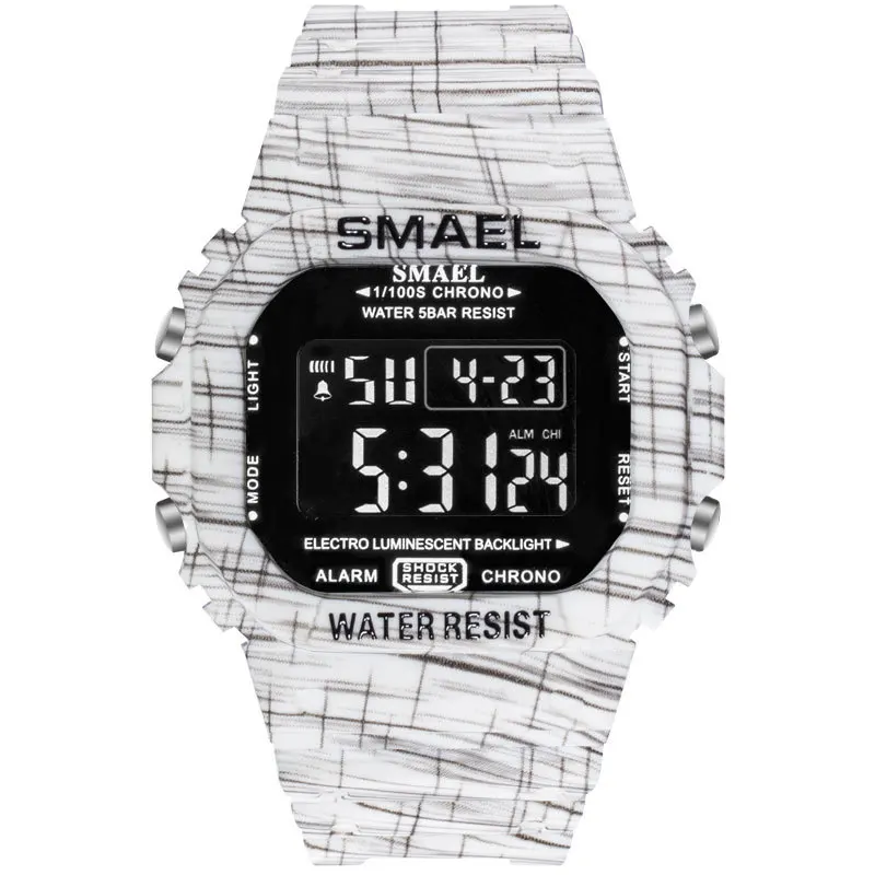 Cowboy White SMAEL цифровые часы для мужчин спортивные часы светодиодный Военная Униформа камуфляж наручные часы для мальчика водонепроницаемый Топ бренд студентов Секундомер - Цвет: Cowboy White