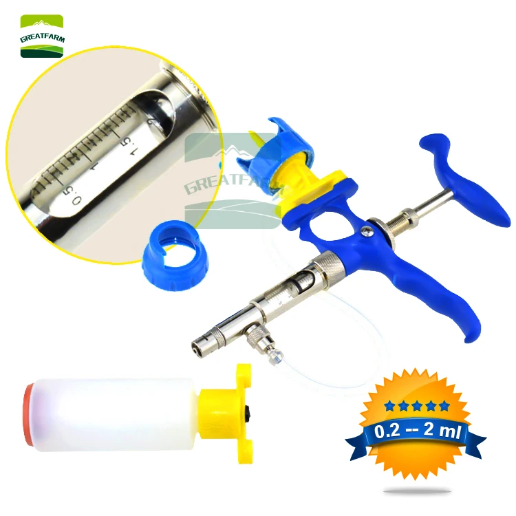 Три вида использования синий непрерывный ветеринарный шприц 1-5 мл многоразовый