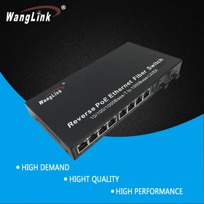 Wanglink Стандартный оптоволоконный коммутатор 8 портов переключатель RPOE со слотом