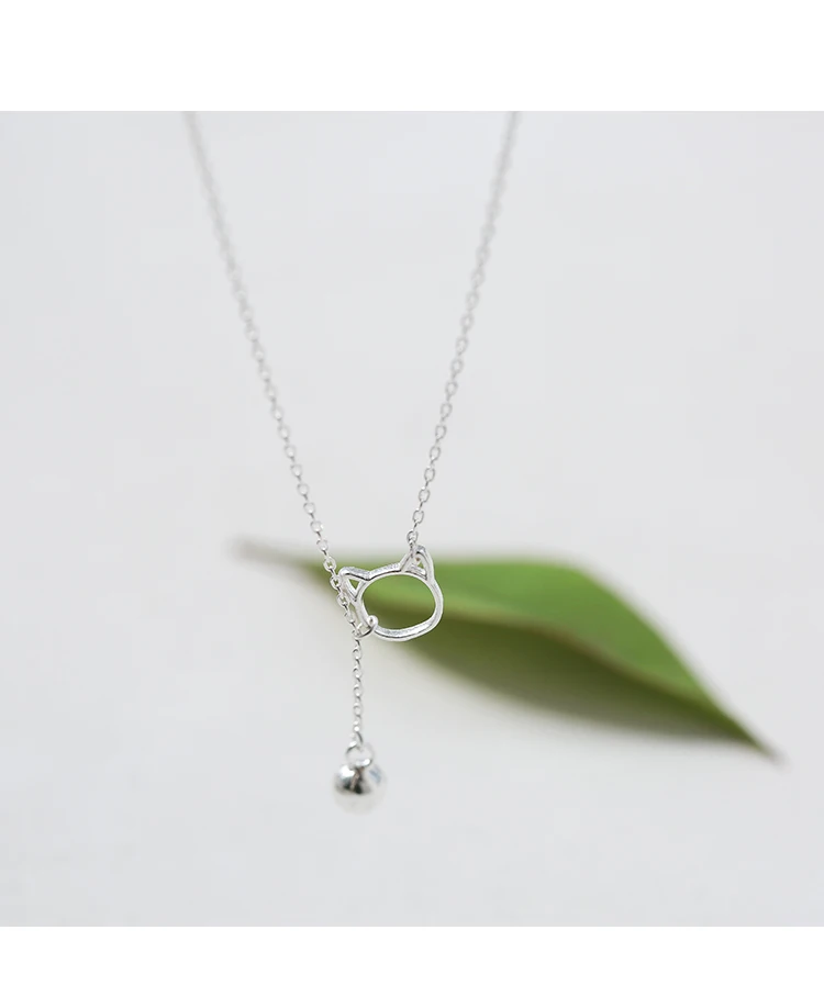 S925 Серебряное яркое колье с колокольчиками Женская Корейская кошка ключица цепь простая Шея цепь