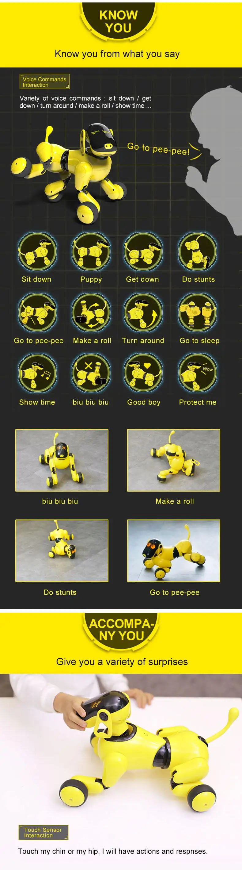 PuppyGo AI Умный щенок робот собака приложение управление Голосовая интервация игрушки