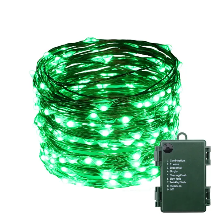Green 1/2/4 шт. 6AA Батарея батареях 30 м 99ft 300LED Водонепроницаемый теплый белый огни строки Медный провод Рождество свадебная гирлянда 8 режимов - Испускаемый цвет: Green