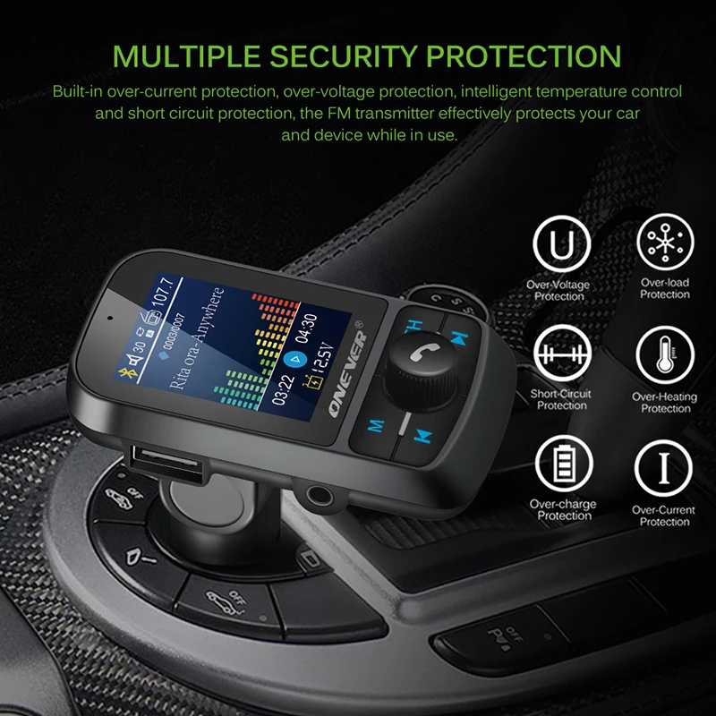 FM трансмиттер с цветным экраном 1 8 дюйма AUX модулятор Bluetooth беспроводной mp3