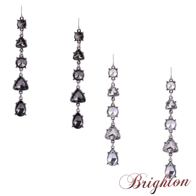 Women Fashion Luxury Noble Jewelry Silver Plated Shiny Crystal Statement Long Hook Dangle Earrings Bijoux | Украшения и