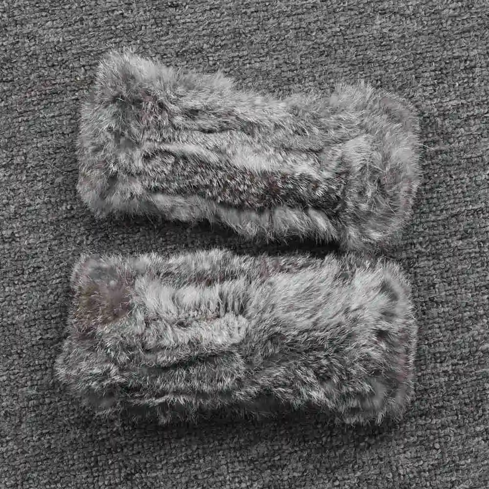 Natural Grey Новое поступление, женские перчатки с натуральным кроличьим мехом, женские мягкие митенки, зимние теплые вязаные перчатки, натуральный мягкий пушистый мех S7263 - Цвет: Natural Grey