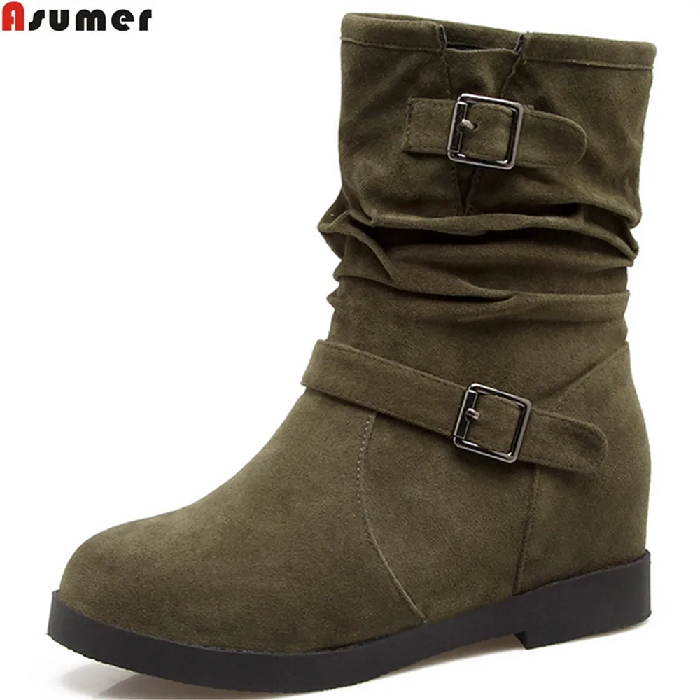 Asumer/Модные женские ботинки черного серого армейского зеленого цвета