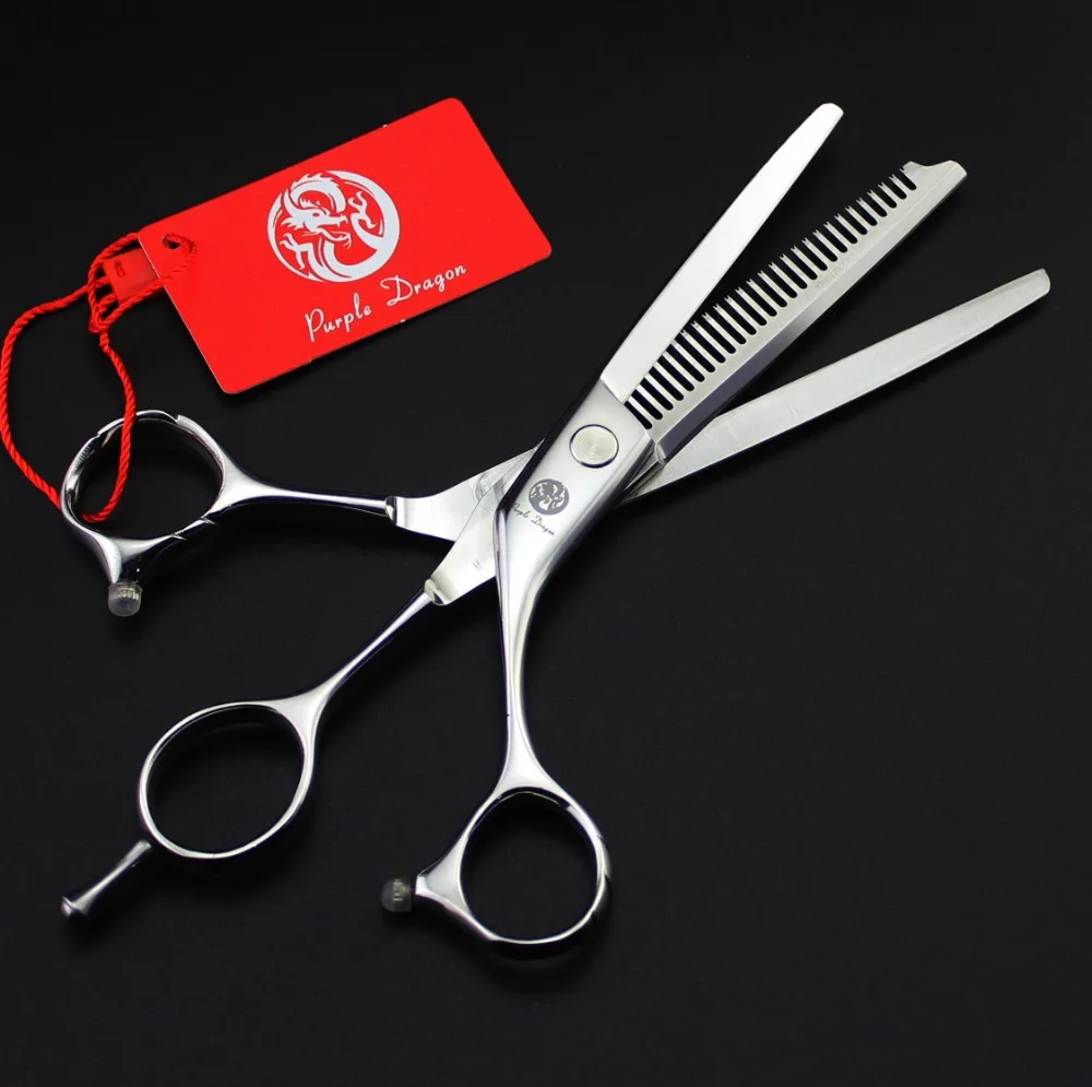 639# 6'' Brand Purple Dragon TOP GRADE Hairdressing Scissors JP 440C Double Use Cutting Scissors Thinning Shears Hair Scissors