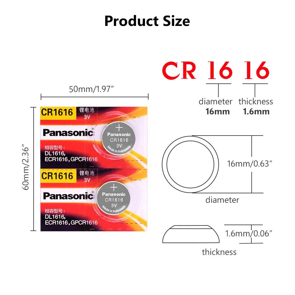 2 шт. бренд для PANASONIC cr1616 3 в кнопочные батарейки для часов DL1616 BR1616 ECR1616 5021LC L11 L28 KCR1616