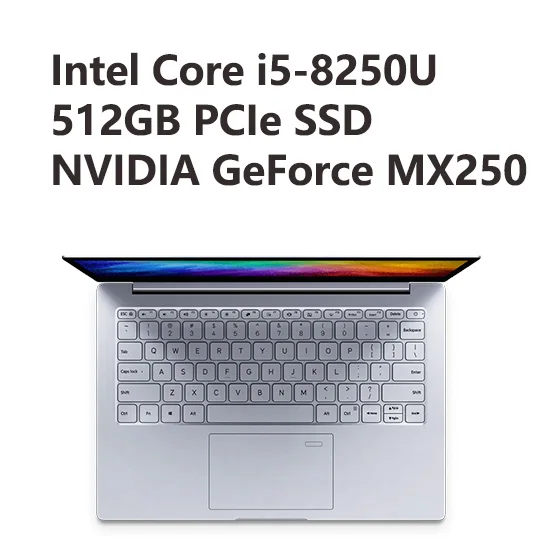 Silver i5 512GB SSD Xiaomi Mi ноутбук Air 13,3 дюймов Английский Win10 MX250 двойная выделенная карта Intel i5/i7 8 Гб Ram 256 ГБ SSD с отпечатком пальца - Цвет: Silver i5 512GB SSD