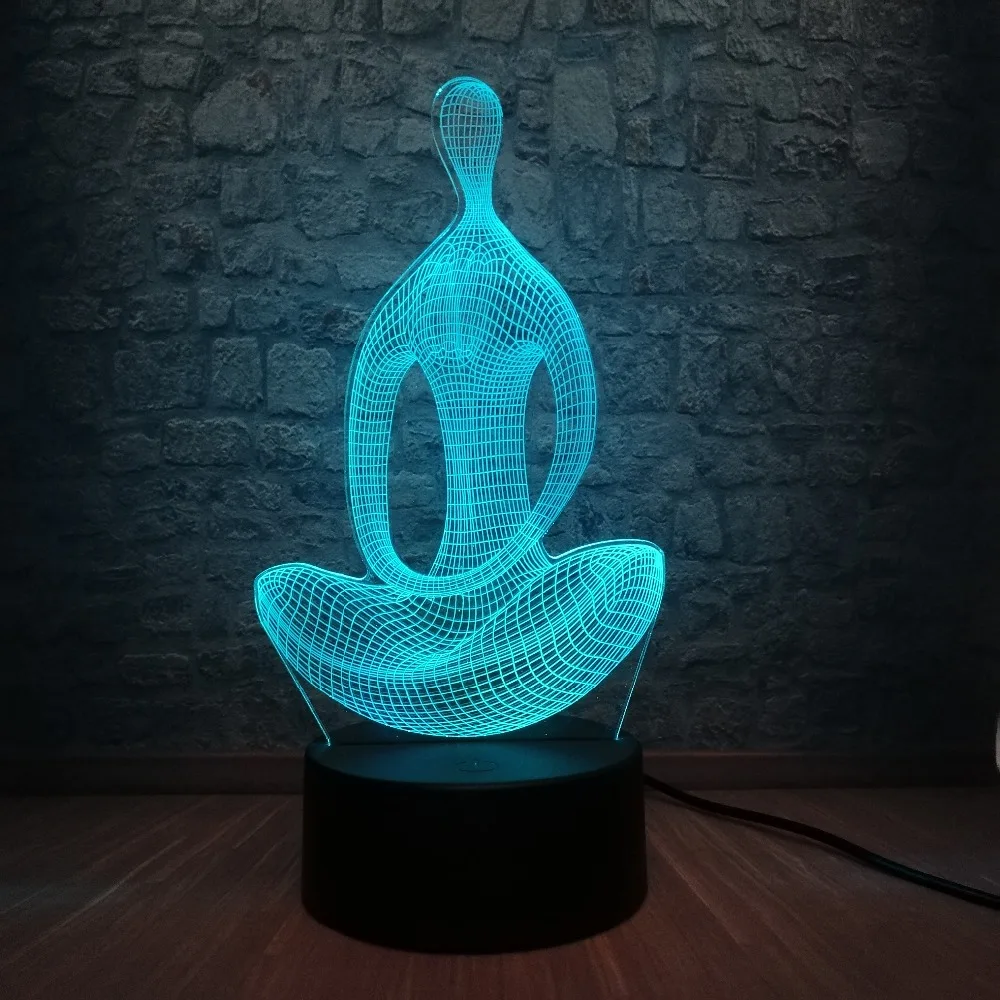 3D лампа для йоги медитация USB ночной Светильник многоцветный светодиодный