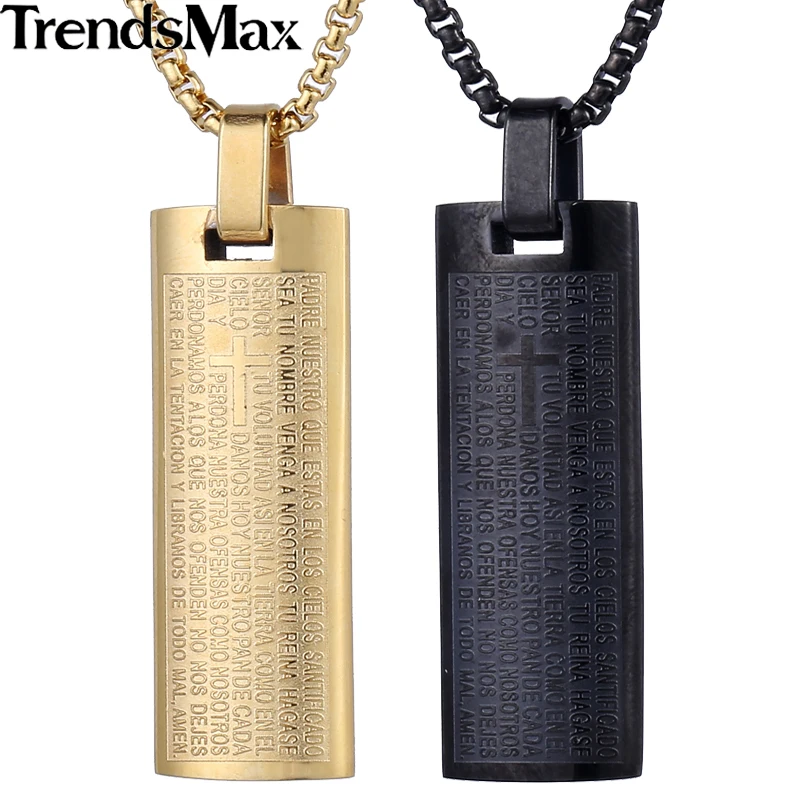 Прямоугольная подвеска Trendsmax из нержавеющей стали с изображением Библии|jewelry