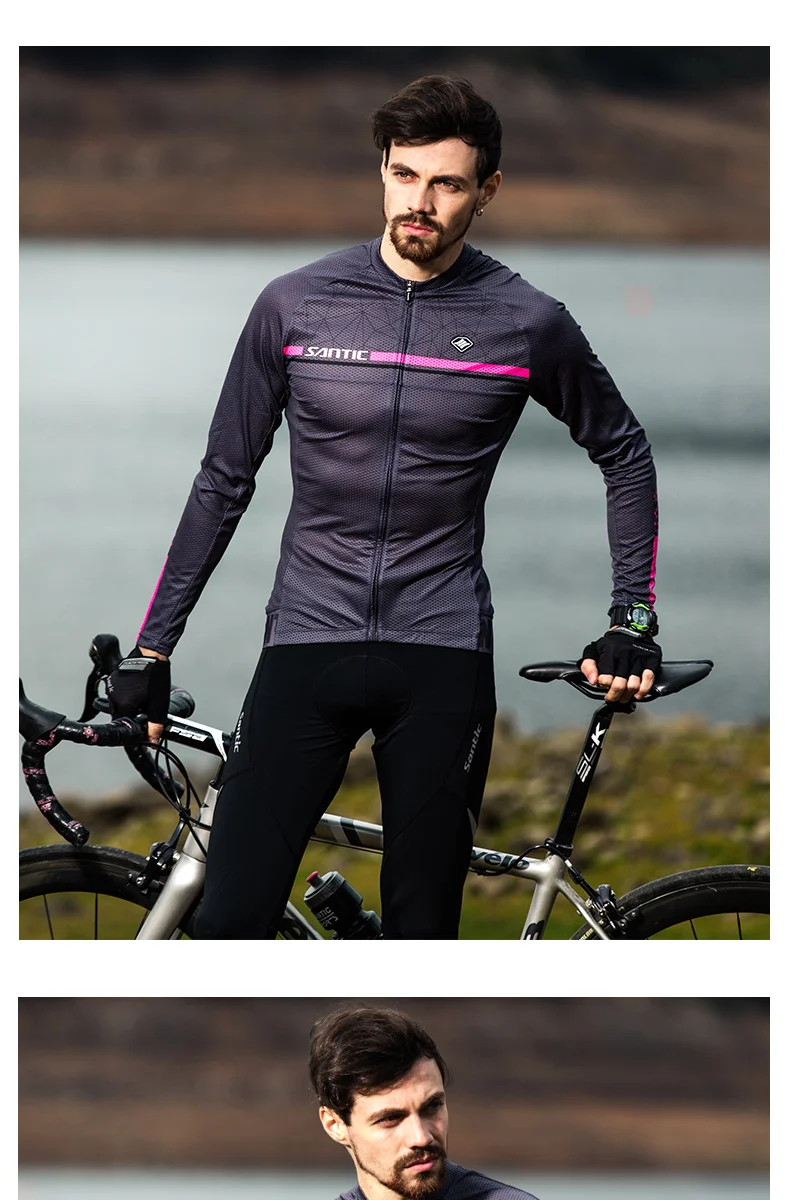 Мужская велосипедная Джерси с длинным рукавом Santic MTB дорожный велосипед Джерси дышащая быстросохнущая велосипедная Джерси Одежда для велоспорта Майо Ciclismo