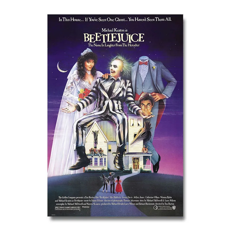 Классический плакат из фильма ужасов от Beetlejuice 1988 настенный шелковая печать 12x18
