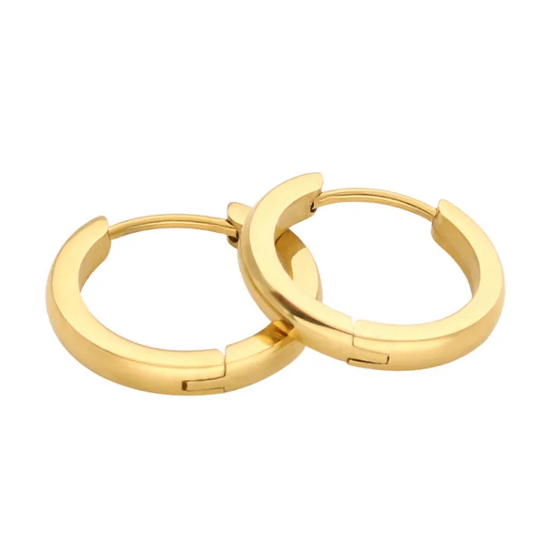 

Hot Style Round Gold Color Stud Earrings For Women Men High Quality Stainless Steel Earrings Ear Clip Fashion Jewelry