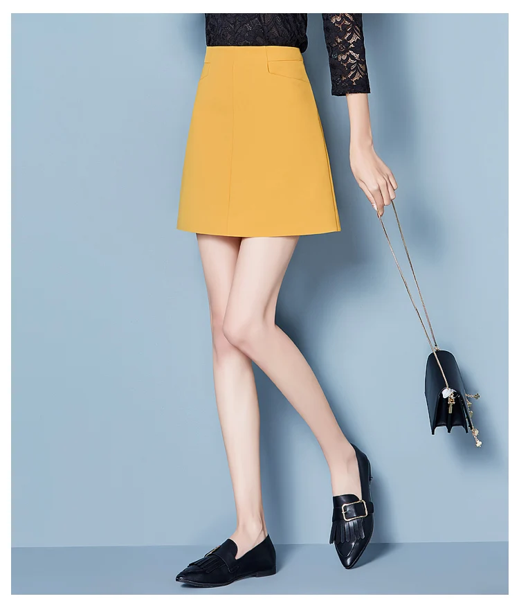 Женская юбка с высокой талией на весну и лето простая однотонная трапециевидная